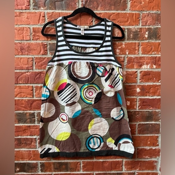 American Rag Cie Womens Large Boho Tunic Sleeveless Multiprint Artsy - Picture 1 of 8